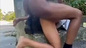 gave it up to a brazilian with a huge cock outdoors. nearly caught in abandoned lot.