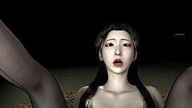 哇！3D可爱亚洲角色扮演骚货吸大鸡巴！