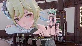 我迷上了PinkSama在Mondstadt的夜晚集与狂野3D扶她女同性恋行动