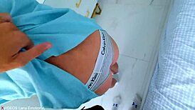 Stepsister teases and lets me finish in her panties