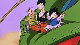 Dragon Ball Z Bulma and Gohan in Wild Anime Monster Clash. See the Epic Battle Unfold!