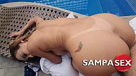 Yo, anal by the pool with Belinha and Regina!