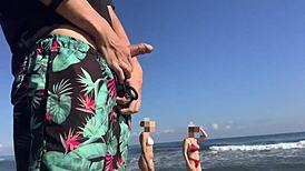 Two Unknown Girls Watch Me Masturbate on Beach and Join for a Handjob