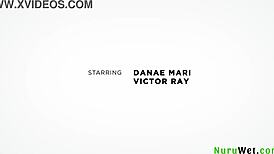 Victor Ray and Danae Mari deliver busty brunette's wet handjob in nuru massage