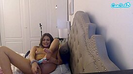 Amateur teen almost gets caught masturbating by her roommate in the dorm