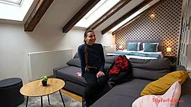 cum inside a girl rocking a european braided hairstyle in pov