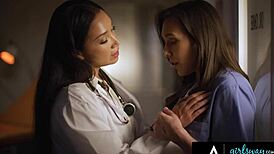 girlsway - doctor vicki chase, how do you silence nurse sinn sage with busy lips?