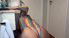 First Double Vaginal for Tiny Melisa Bunny, Choking on Huge Cocks in Insane Action