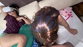 Ricky Valenz sneaks a fuck with roommate while Latina wife watches VR