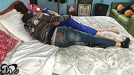 Feeling so close, cuddling in bed before amazing missionary creampie sex.