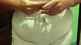 Friend's Mom Catches Me with Her Thong, Sucks Me Off. Wild Blowjob Ends with Mouth Finish!