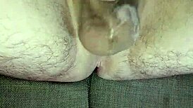 jerking off my big uncircumcised cock in the bedroom