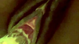 horny black model gagged and handcuffed rides dick while playing with tight pussy