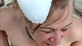 slapping and bending over this european housewife for raw homemade action at the farm