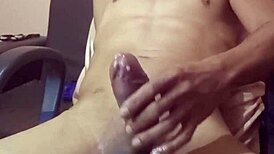 feeling the passion with the muscular black bodybuilder stripping