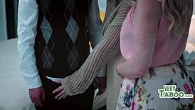 A step daughter and a mother in law seduce a father in a taboo threesome