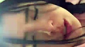 Blue-eyed Latina Heaven gives blowjob and gets fucked hard for first time