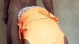 Yo slut, you taking this big black cock standing doggy like a champ?