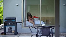 How lucky am I with this juicy Latina neighbor? Is it bad she caught me jerking off or a win?