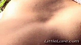 Columbian teen Little Lupe fingers tight pussy