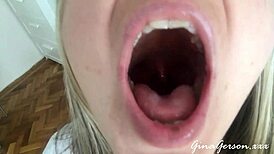 tongue saliva throat fetish gets wild with this skinny blonde teen amateur.