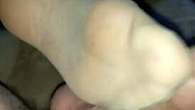 sensual homemade footjob with tan nylons feels so teasing