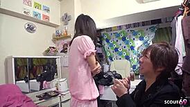 Petite Japanese teen hits multiple orgasms with Hitachi vibrator in uncensored JAV