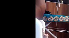 Black Girl in Mini Skirt Riding Her Dildo