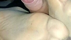 sensual homemade footjob with tan nylons feels so teasing
