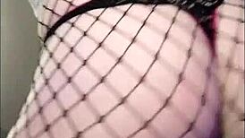 sexy fat ass sways in fishnets for steamy close-up tease