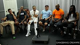 Super hot big tittied blonde gets swarmed in cock