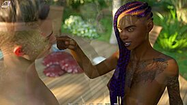 Holy! Emo College Girl with Big Tits Comforted by Tattooed Ebony Babe