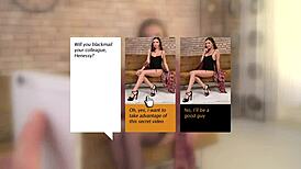 The blackmailer bends over petite brunette for hardcore POV sex. Can’t believe this happened!