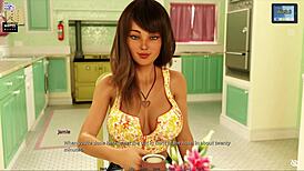 Sunshine love shows her big tits in 3d game