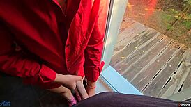 Step sister lets step brother cum fast in her panties outside