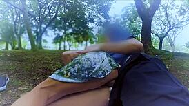 wow, she got fucked in the ass in the park and left with cum!