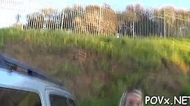 Teen in socks enjoys rough blowjob action