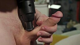 big cock battles massage gun in wild showdown!