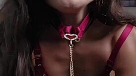 Stunning teen in elegant lingerie teases with tight pussy!