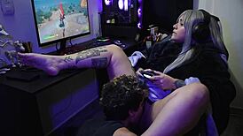 this latina otaku puta gets bent over and fucked while playing fortnite at home