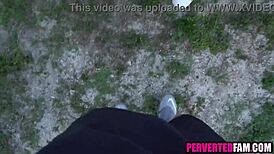 Teen fucks stepdad outdoors