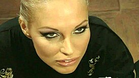 blonde geisha dances and satisfies master's oral needs at night club