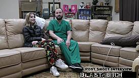 Daisy Bean spreads her pussy backstage in nurse outfit and gets cum blasted