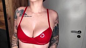 the redhead with tattoos wants more in this european scene.