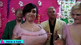 Nikki Sexx and Samantha 38G in Deepthroat Double Facial Action