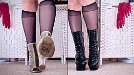 my epic shoe boot and heel collection in leather nylon stockings