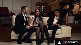 21 Sextury - Sexy Nataly Gold Spreads Legs for Intense Double Penetration Experience