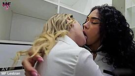 Just caught these innocent Latina and blonde girls kissing, such a tease! 😘