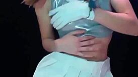 Hey Bonneyuwu, why pee in a jar like this? Can't believe I'm watching you in that miniskirt doing wild stuff.