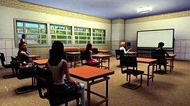 Hey, watch this horny teen girl suck her hot futa teacher’s massive cock!